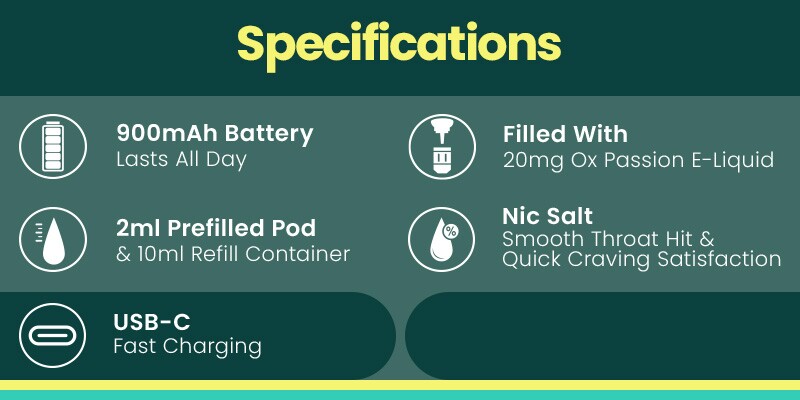 Oxva Tasteflex SL 12K Specs