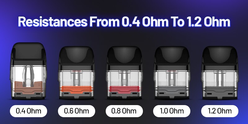 Xros pod resistances from 0.4 Ohm to 1.2 Ohm