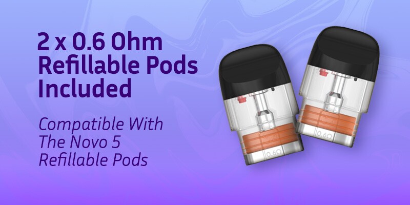 Smok Novo 6 comes with two 0.6 Ohm pods