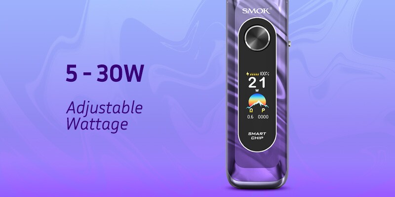 Smok Novo 6 has an adjustable 5 - 30W output