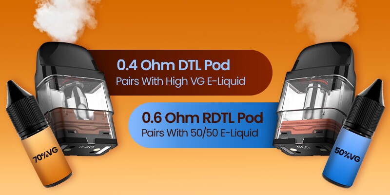 Vaporesso Xros Pro 2, DTL & RDTL Pods, 70% VG & 50/50 Compatible