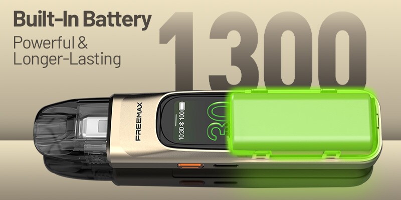 Freemax Rexa Pro, 1300mAh Built-In Battery, USB-C Rechargeable, 45 Minute Charge