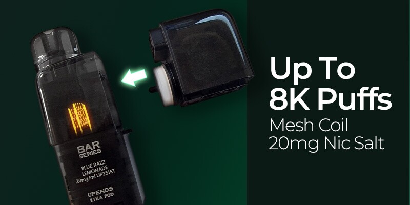 Bar Series Kika 8K Refill Pack, 2ml Prefilled Pod & 10ml Refill Container, 20mg Nic Salt