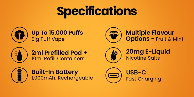 ENE Legend 15K pod vape kit specs