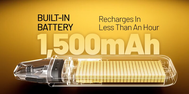 Oxva Xlim 3 Ultra vape kit has a 1500mAh battery