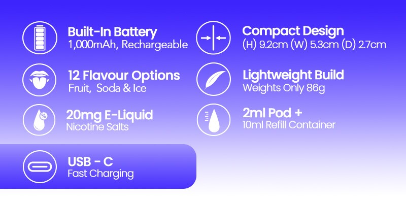 Lost Mary Nera Pureview pod vape kit specs