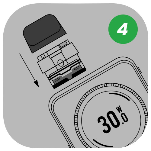 Replace fill port cover and insert into battery