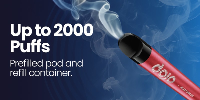 Dojo Blast 2000 Go prefilled pod and refill container offer up to 2000 puffs