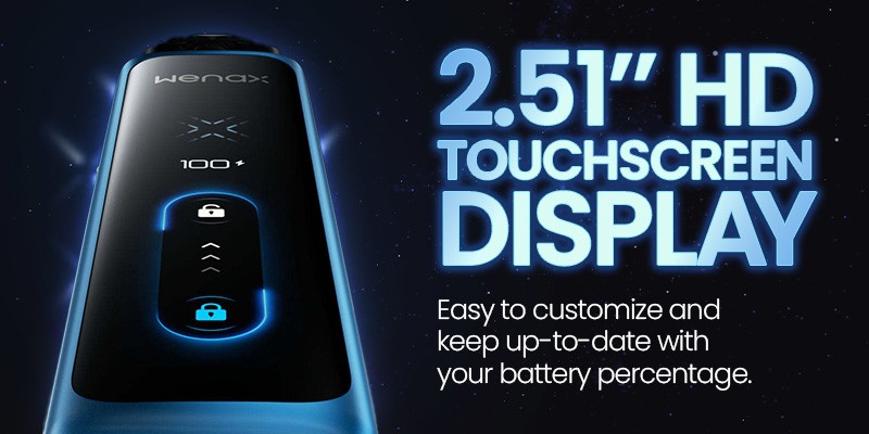 This device features a HD touch screen and battery display