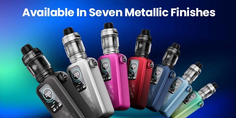 Voopoo Vinci Spark 220 in Dark Red, Midnight Black, Rose Red, Space Blue, Spring Green, Starlit Blue, Tech Silver