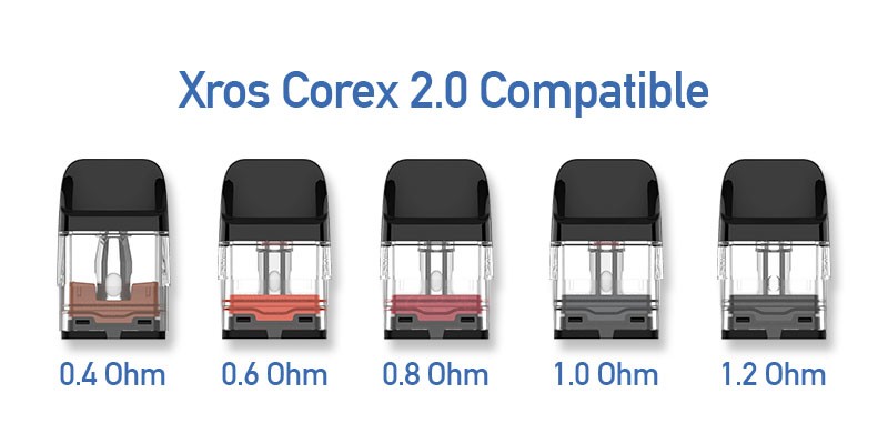 Vaporesso Xros 5 Device, Xros Corex 2.0 Pod Compatible, 0.4, 0.6, 0.8, 1.0, 1.2 Ohms