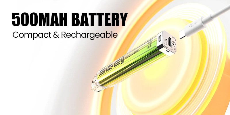SKE Bar Pod Kit, 500mAh Rechargeable Battery, USB-C Charging