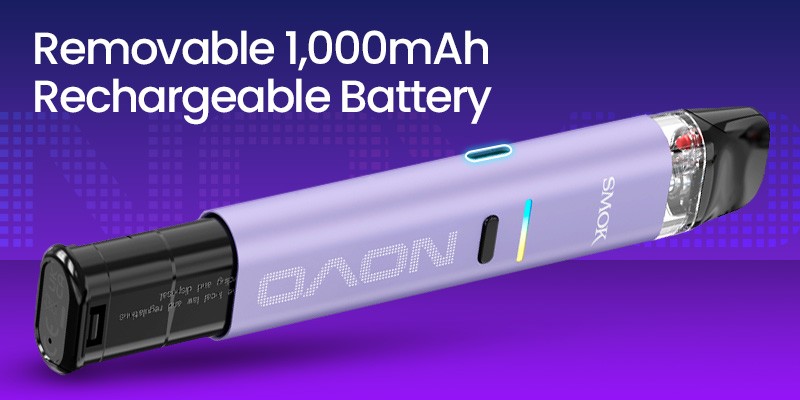 Smok Novo Eco pod kit, 1000mAh Removable, Rechargeable Battery