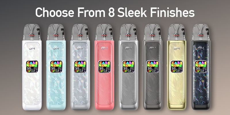 Uwell Caliburn G4 in Flamingo Red, Glacier Blue, Gunmetal Grey, Karst Grey, Polar Black, Sahara Gold, Seashell White, Twilight Silver