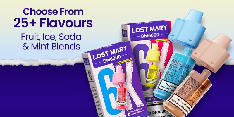 Lost Mary BM6000, Fruit, Mint, Ice, Soda Flavours
