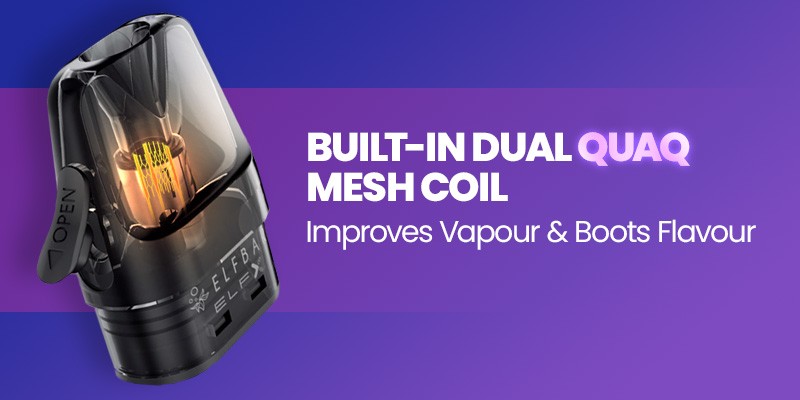 2ml Refillable Elfx Pod, Dual QUAQ Mesh Coil