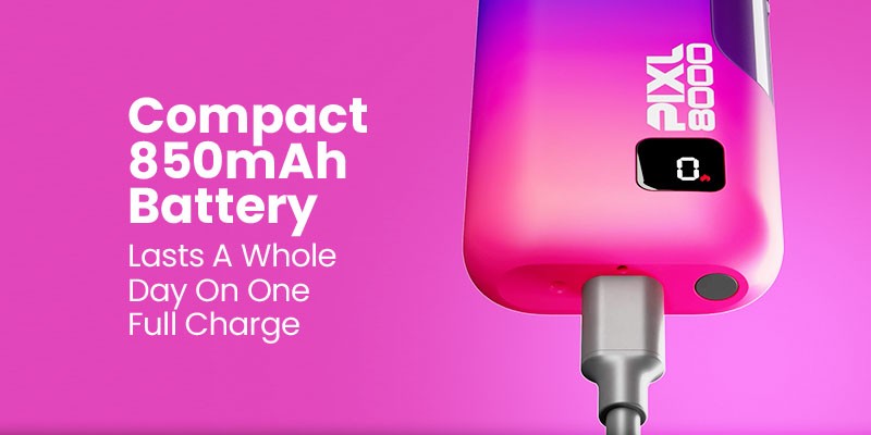 Pixl 8000, 850mAh Built-In Battery, USB-C Charging