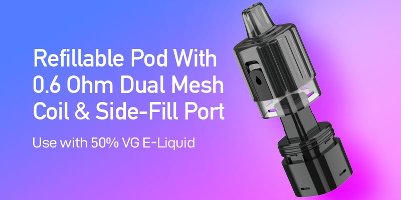 Hexus Go, 0.6 Ohm Dual Mesh Coil, 50% VG E-Liquid Compatible, Side-Fill Port