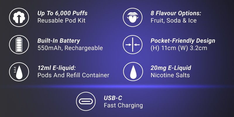 Drifter Bar 6K pod vape kit specs