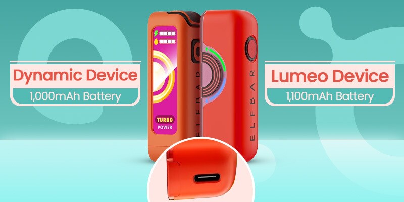Elf Bar JoinOne Dynamic 1000mAh battery and Lumeo 1100mAh battery