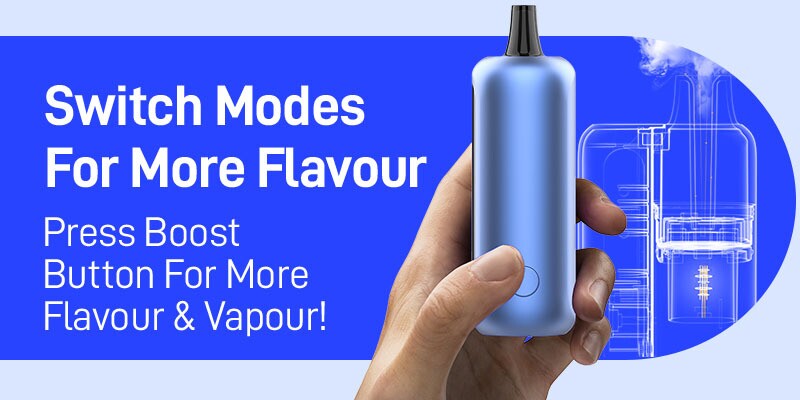 Mevol S7000, Boost Mode, Increases Vapour and Boosts Flavour