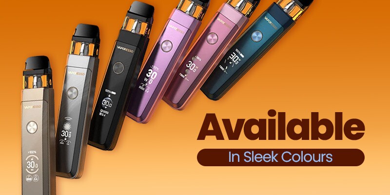 Vaporesso Xros Pro 2 colours: Glittering Black, Glittering Gold, Glittering Silver, Dawn Purple, Moonlit Pink, Gem Green and Storm Blue