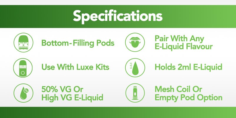Luxe X & XR pod specifications