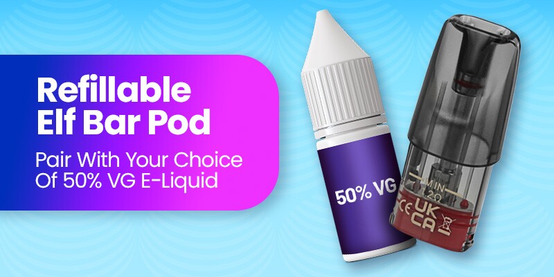 Elf Bar mate 500 pod pairs with a 50% VG e-liquid