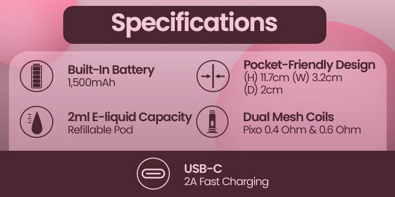 Aspire Pixo Max specs