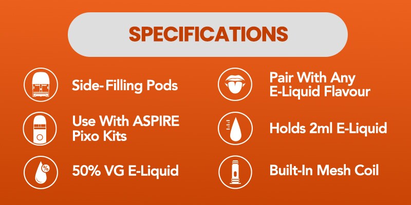 Aspire Pixo pods specifications