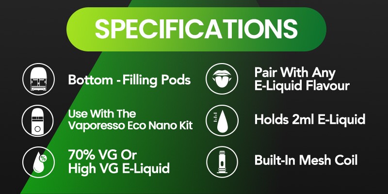 Vaporesso Eco Nano pods specifications