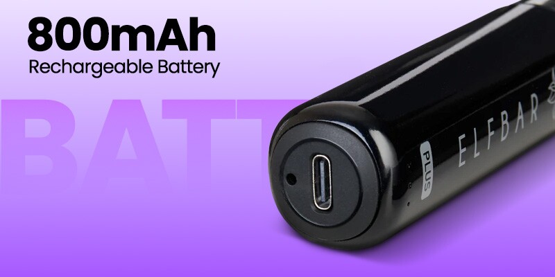 Elf Bar Plus15 features 800mAh rechargeable battery