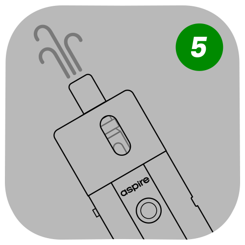 Inhale on the mouthpiece to vape