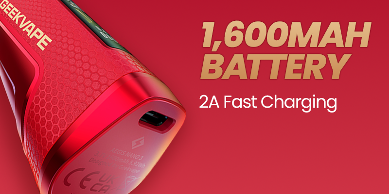 Aegis nano 3 2A fast charging, one hour recharge