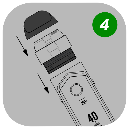 Replace the mouthpiece and insert your pod