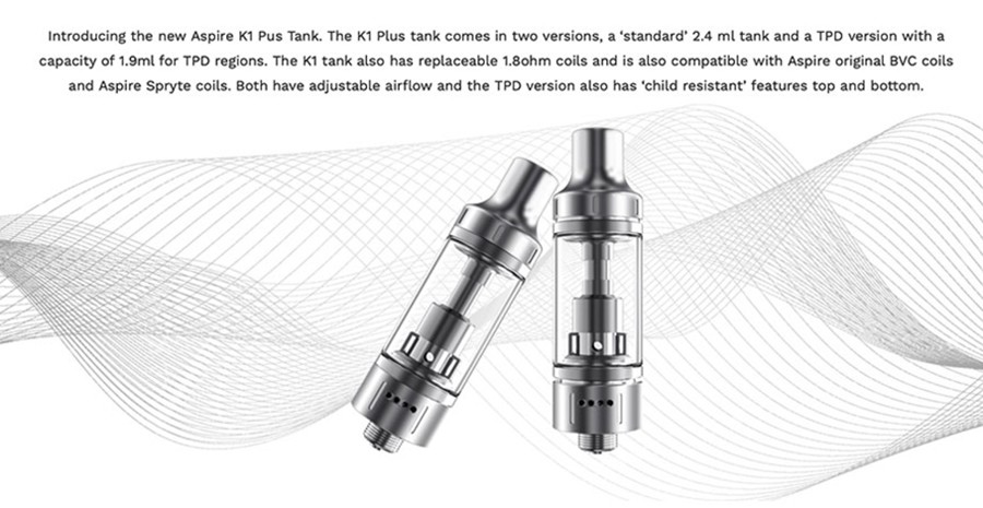 The K1 Plus features adjustable airflow along with top filling capabilities.