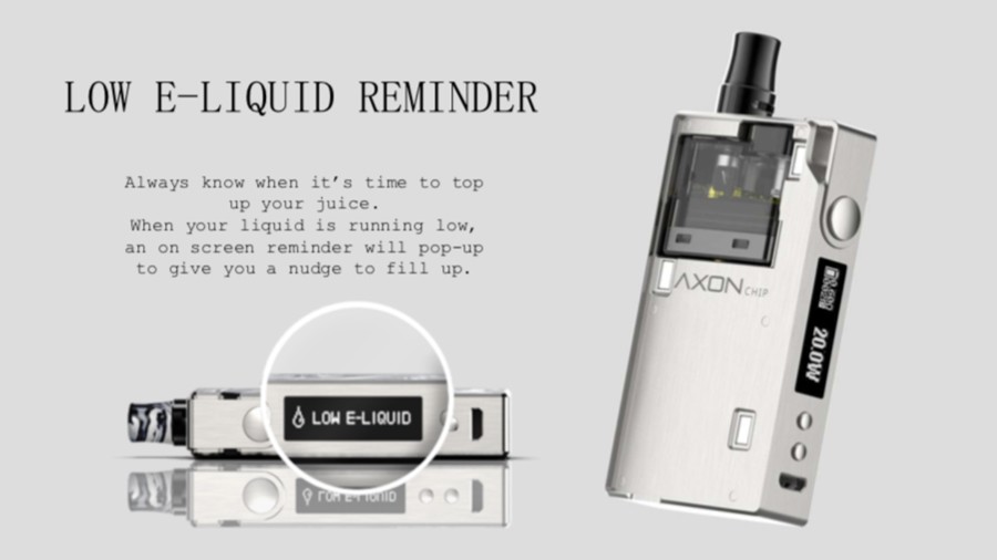 The Degree kit features a low e-liquid warning, so you know when to top up with e-liquid.