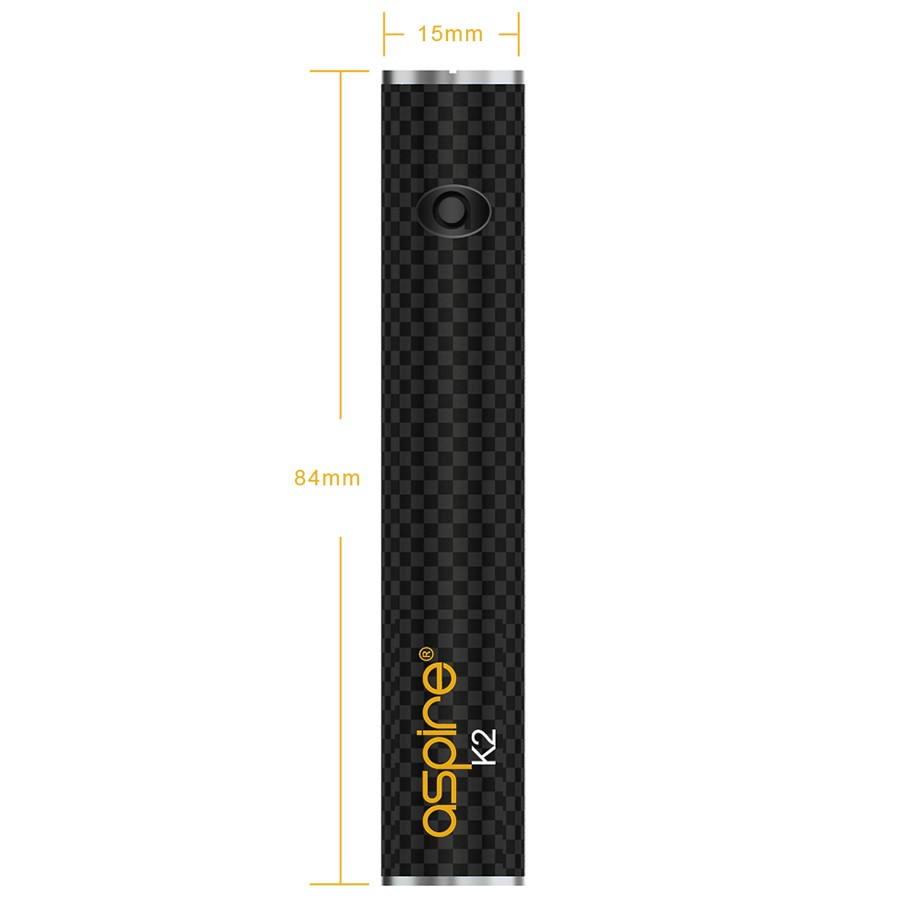 The Aspire K2 vape device features a built-in 800mAh battery and a single button.