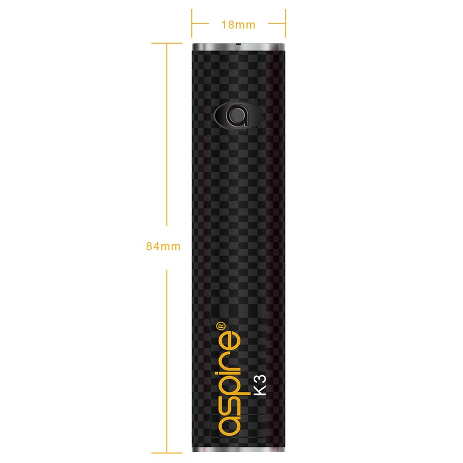 The Aspire K3 device is powered by a large capacity 1200mAh battery and has a locking switch