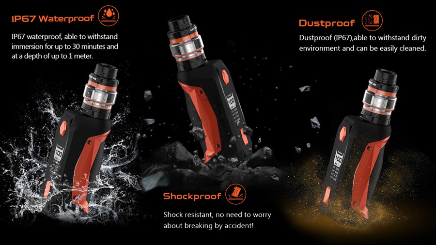 Shockproof, Dustproof and IP67 Waterproof makes the Aegis Solo a hard-wearing device.