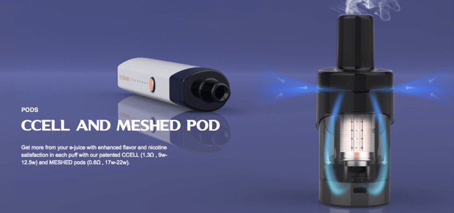 The PodStick has the option of two coil builds; a CCELL and mesh pod