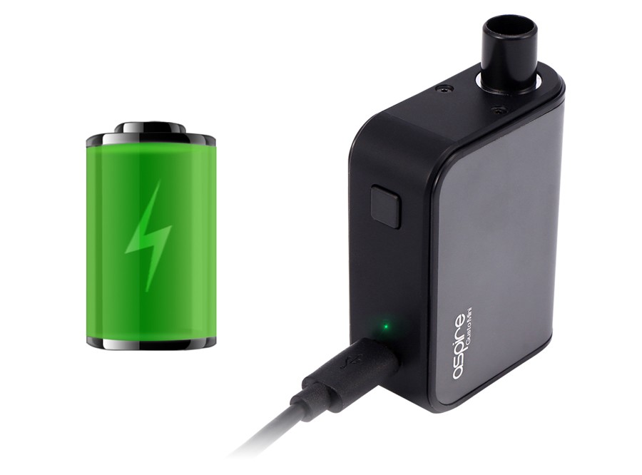 The Gusto starter kit uses a 900mAh built-in rechargeable battery