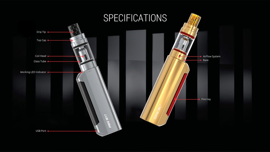 The Smok Priv M17 kit features a durable construction with a discreet design.