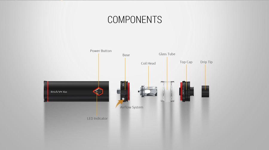 The Smok Stick V9 boasts an ergonomic pen-like construction.