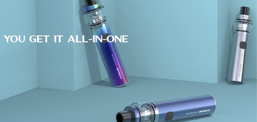 The Vaporesso Sky Solo starter kit is a pocket-friendly AIO sub ohm vape device.