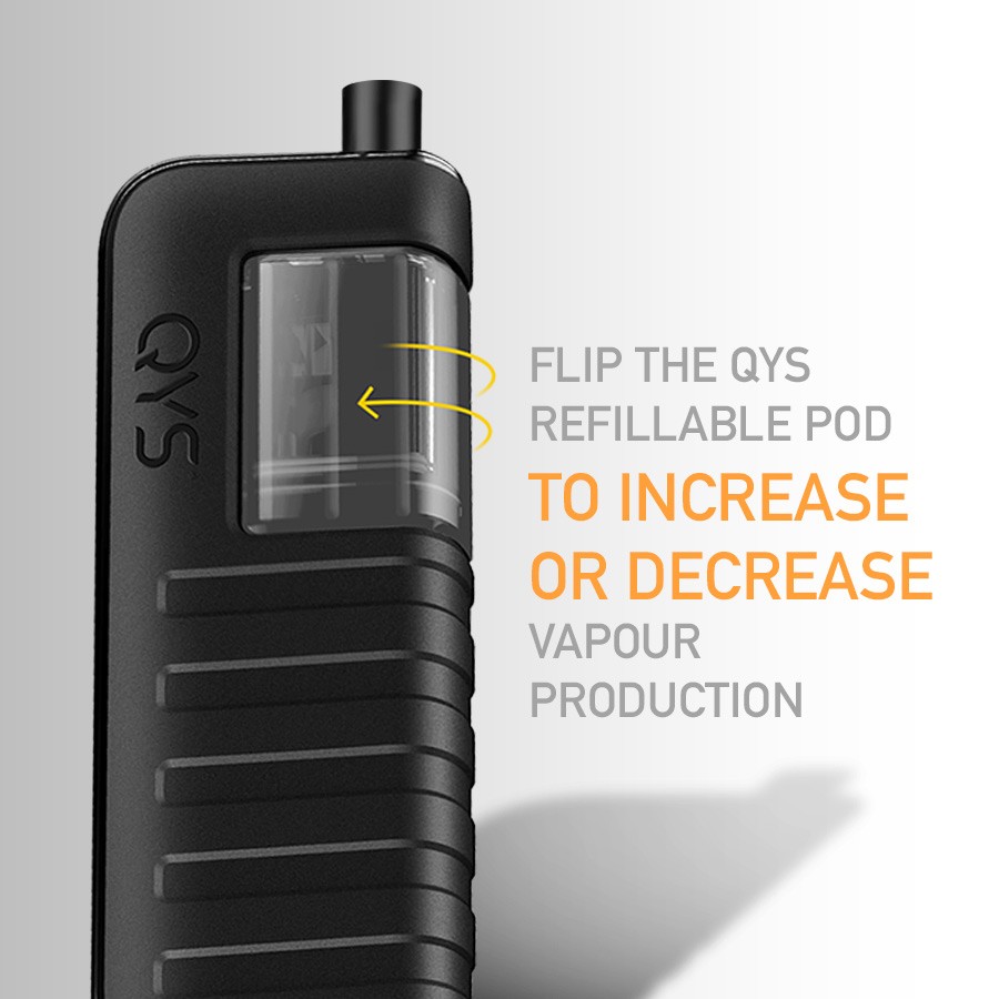 Change the way you vape by rotating the QYS pod, for increased or decreased vapour production.