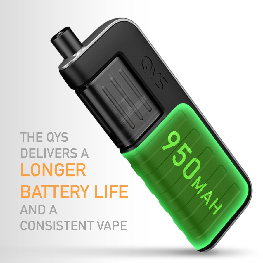 The QYS 950mAh built-in battery offers a full day of vaping and consistent vapour output for longer.