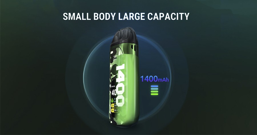 The Smok Vape Pozz X kit is fitted with a larger 1400mAh battery.