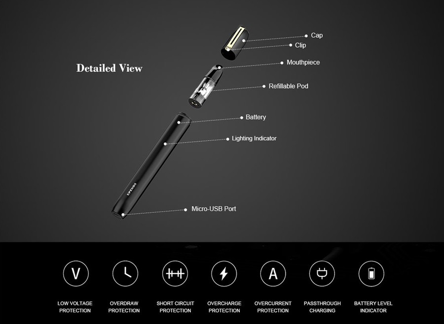 he Upends Uppen pod kit features a pen style design and is equipped with a range of safety protections for a secure vape.