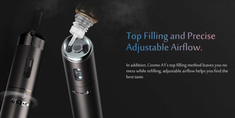 Fill the Vaptio Cosmo A1 kit with e-liquid quickly with the top filling. 